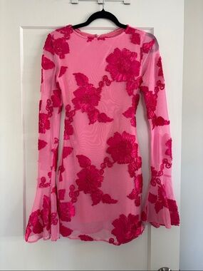 The Commense Romance Floral Backless Mesh Dress